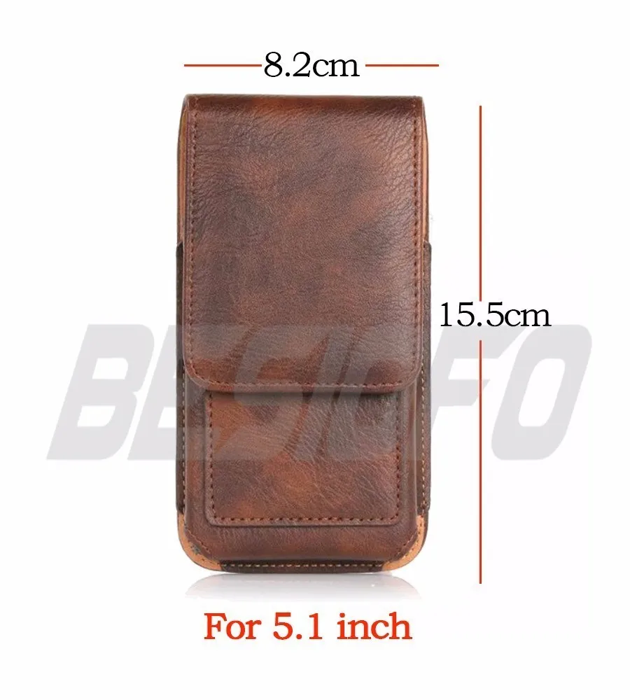 5.1inch Brown 360 градусов вращающийся на липучке кожаный чехол с зажимом для ремня чехол для телефона для Xiaomi Mi2 Mi3 Mi4 Mi5 5C 5X6 6X Mi8 - Цвет: 5.1inch Brown