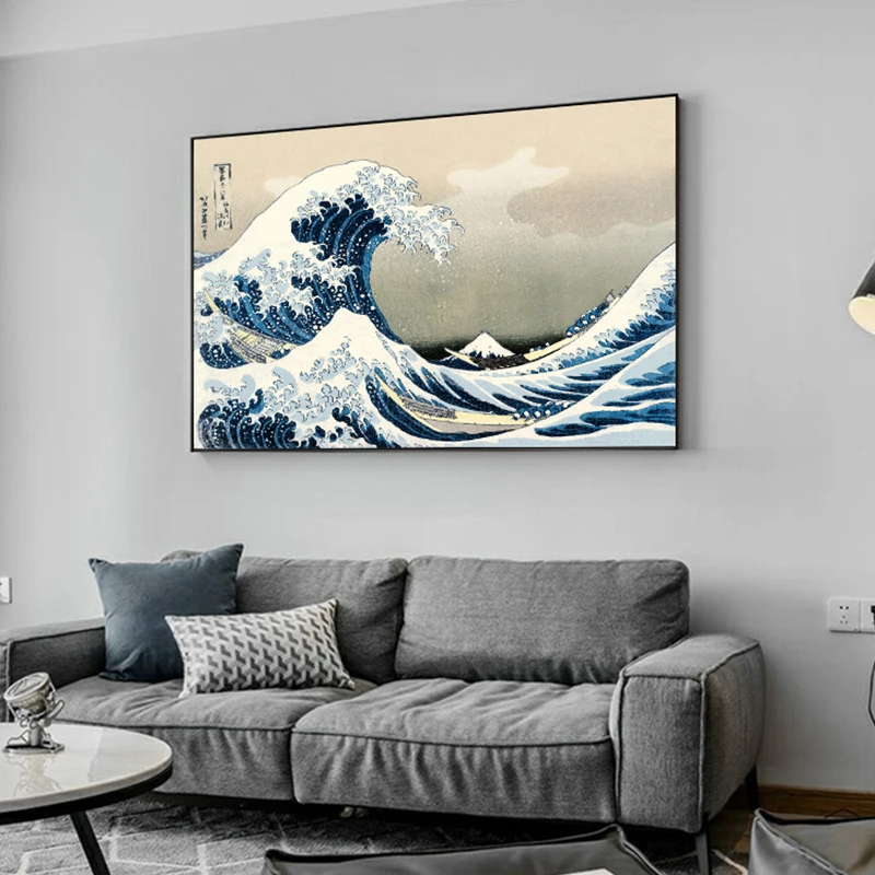 Японский стиль Kanagawa Surf Canvas Живопись импрессионизм постер настенное искусство F