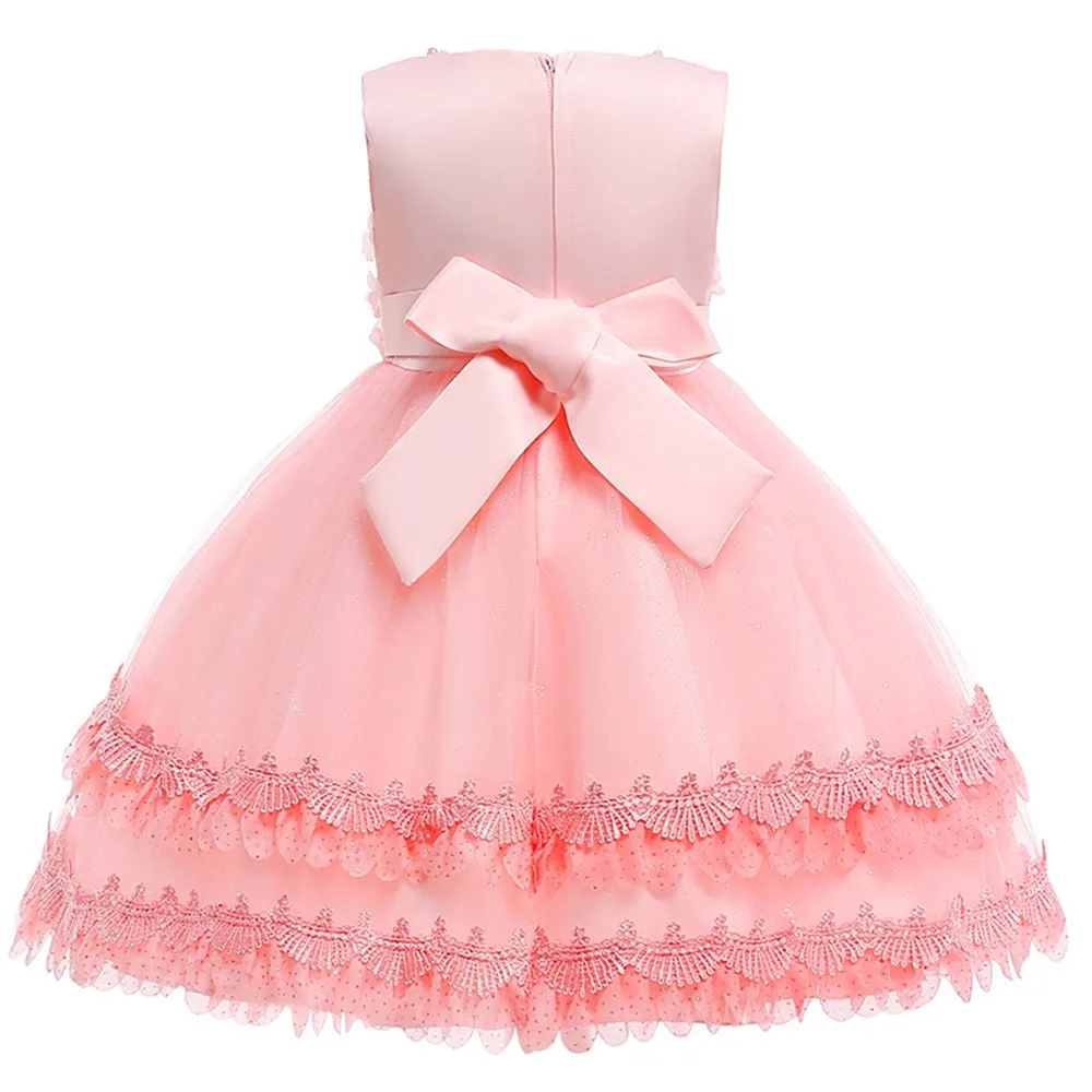 Baby girls sleveless dress floral princess party Girl Tutu Dress Fur Bowknot Formal Clothing Dresses | Детская одежда и обувь