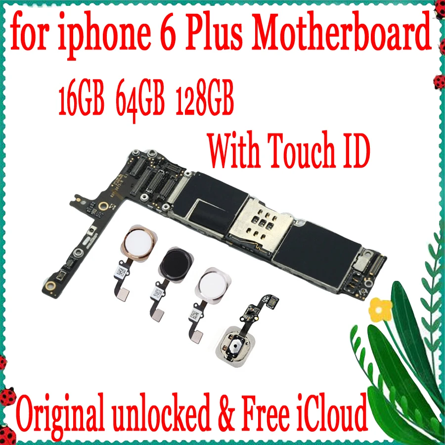 100% оригинал для iphone 6 plus материнская плата с/без Touch ID Заводская Разблокировка с