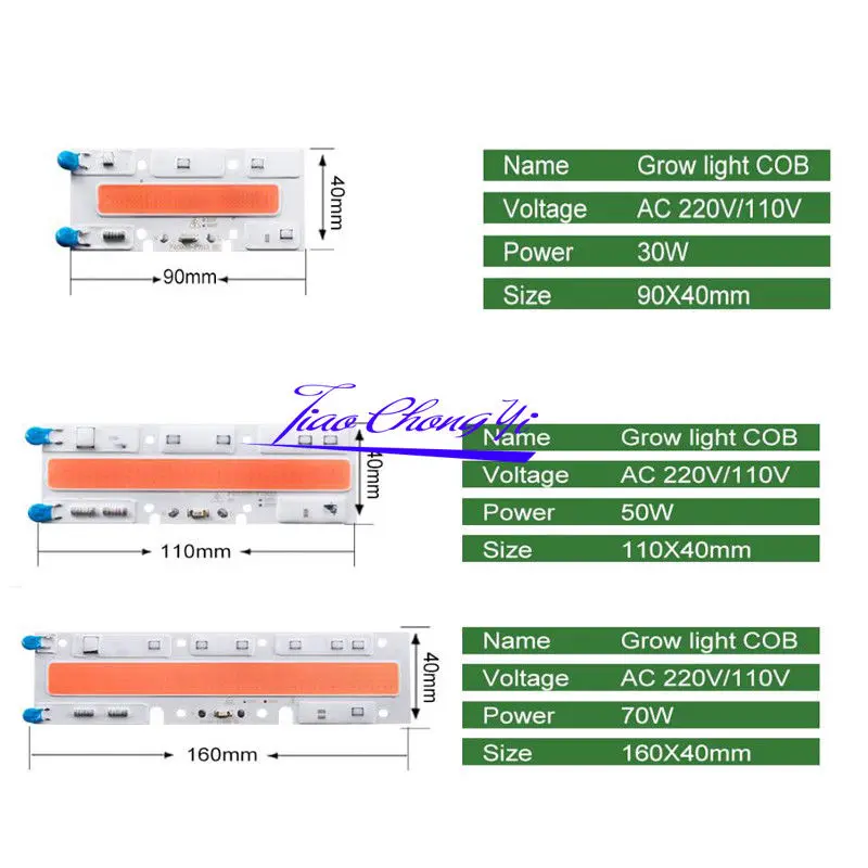 30 Вт 50 70 полный спектр светодиодный COB 110/220 в умный IC светильник для выращивания