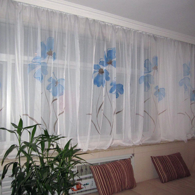 Тюль оконные занавески для гостиной цветочные украшения спальни оранжевые на