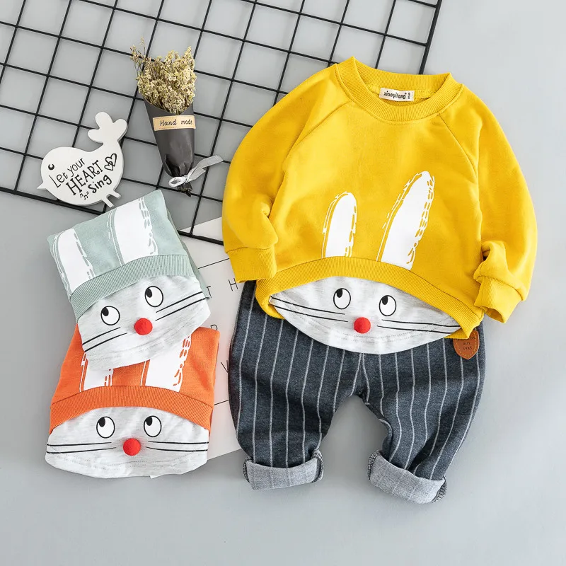 Cotton autumn active casual cartoon kid suit children set baby clothing boys girl clothes | Детская одежда и обувь