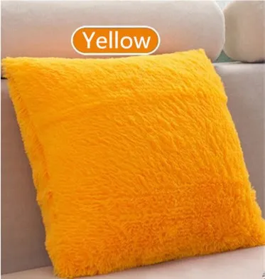 Yellow 40x40 см/15,75x15,75 дюйма, однотонный чехол для подушки, длинная плюшевая декоративная наволочка для подушки, наволочка для дивана, наволочка для подушки, домашний декор - Цвет: Yellow