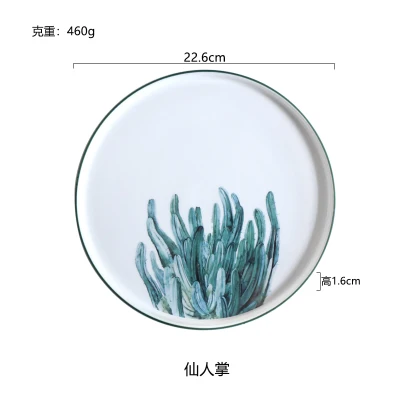 Нордическая 9 дюймов керамическая Западная еда стейк тарелка для завтрака Плоский Поднос для фруктов/закуски/торта - Цвет: 05