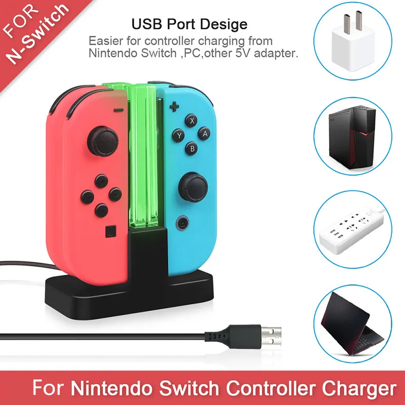 EastVita 4 в 1 Dual USB игры зарядки для Nintend светодио дный Swith светодиодный геймпад Зарядное устройство Док-станция Подставка для Nintend переключатель контроллер