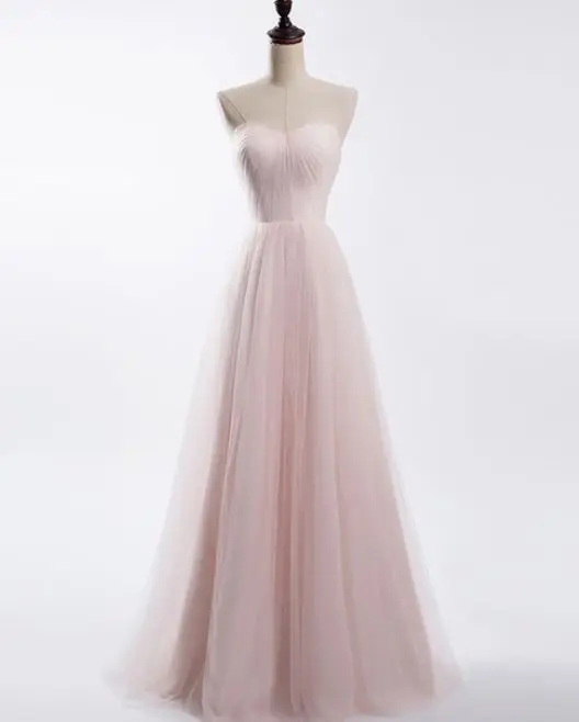 Light pink Vestido madrinha2019 Новое Тюлевое платье трапециевидной формы с рукавами-крылышками фиолетового и розового цветов длинное свадебное платье для гостей под$50 - Цвет: Light pink