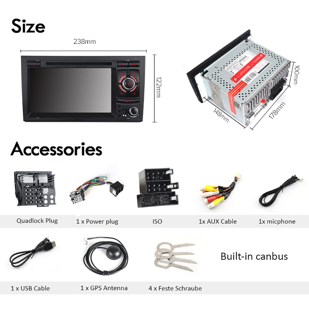 A-sure 7 дюймов радио Автомобильный gps dvd-плеер для Audi A4 2002-2007 S4 RS4 с 3g SWC RDS DAB + задний USB