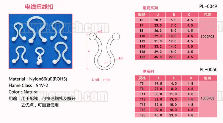 PL 0049 нейлоновый зажим для кабеля abbeycon|lock clamps|lock cliplock ties |