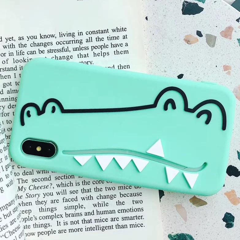 Милый мультфильм 3D Крокодил карта посылка чехол для телефона для iphone MAX Xr X 7 8 6s плюс слоты для карт бумажник силиконовый мягкий чехол Fundas - Цвет: Небесно-голубой