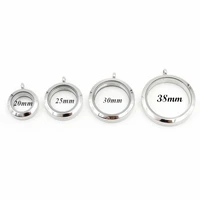 dropshipping round silver plain twist screw 316l stainless steel floating locket pendant necklace valentines day gift
