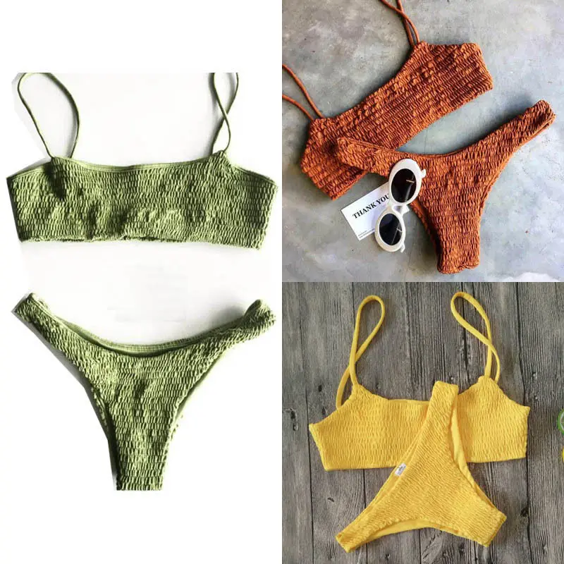 Черная пятница 2017 новые женские летние бандажные бикини с пусом комплект пляжной