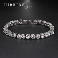 hibride jewelry charm round 0 5ct aaa cubic zircon wedding bracelets rhodium plated bracelets bangles for girls gifts b 23
