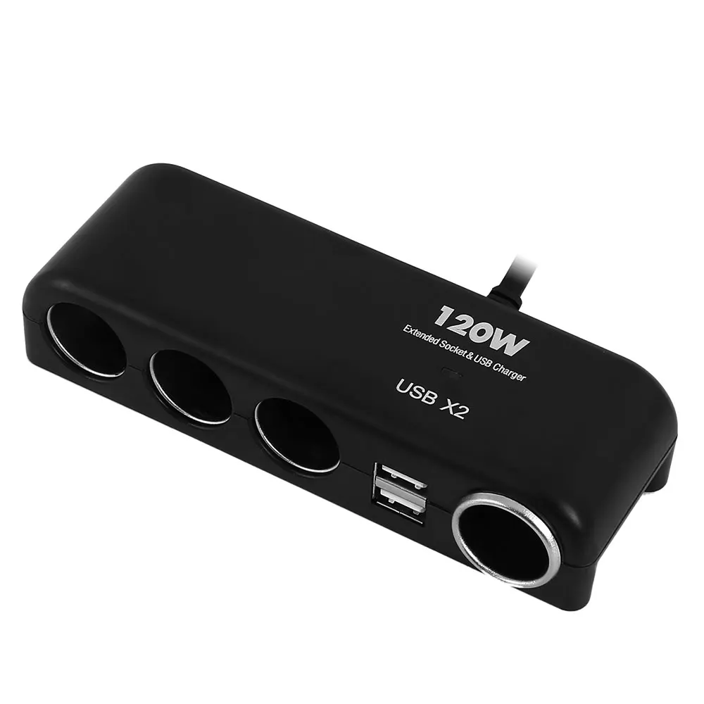 ABS 4 Way 12V 24V Мульти разветвитель автомобильного прикуривателя USB зарядное устройство адаптер Черный Авто внутренние части
