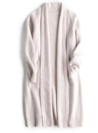 beige apricote Коза, кашемир вязаный женский модный длинный кардиган, свитер пальто H-straight бежевый 6 цветов M/L/XL - Цвет: beige apricote