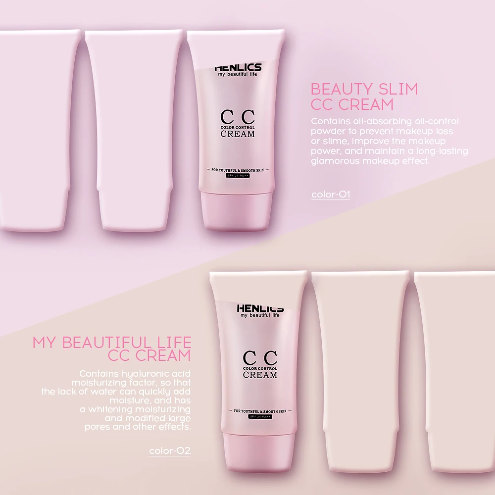 HENLICS SPF25 CC крем красота Бальзам для лица макияж отбеливающая жидкость Тональная основа бронзатор консилер праймер для кожи основа макияж увлажняющий