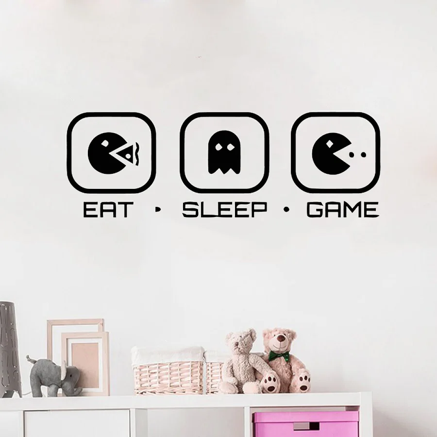 Геймер Наклейки на стены контроллер видео настенный игровой стикер &quot Eat Sleep игры