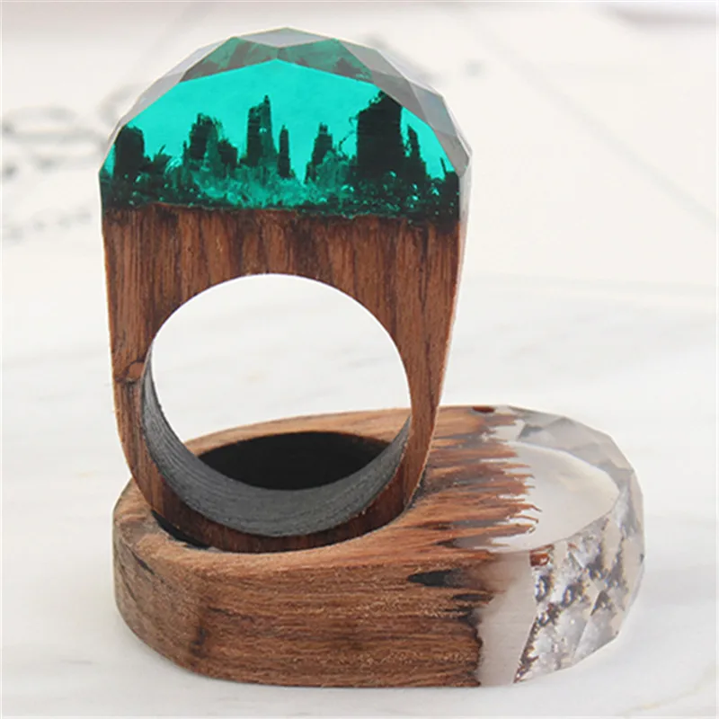 Женские кольца ручной работы модные украшения из смолы и дерева 1349|fashion rings for
