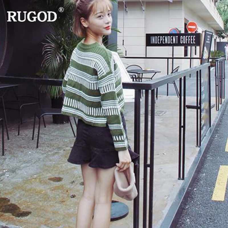 

RUGOD New Fashion Female Striped Sweater 2019 Autumn Winter Casual O-Neck Long Sleeve Pullovers For Women Sueter Mujer