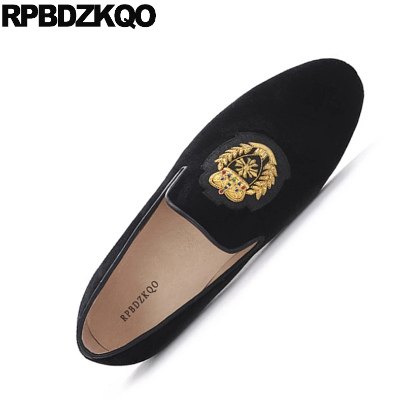 Бархатные вечерние туфли без застежки с вышивкой 47 европейские 11 мужские лоферы