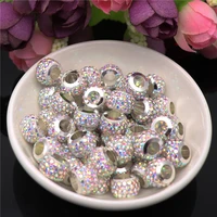 20pcslot wholesale price round point drilling cz rhinestone crystal glass beads charms fit pandora bracelet for jewelry making