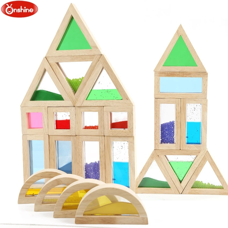 Educational Sensory Blocks Toys Children Acrylic Building Training Aid Creative Wooden Kids Gift | Игрушки и хобби