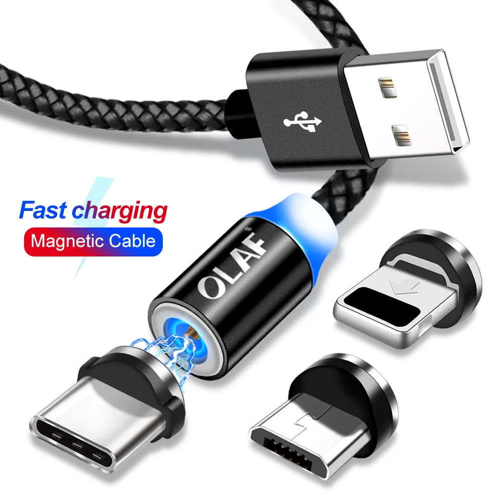 Магнитный кабель Олаф 1 м 2 м Micro usb type C кабель для быстрой зарядки USB C магнитное зарядное устройство для samsung S10 S9 Xiaomi Mi9 iPhone X 8 7
