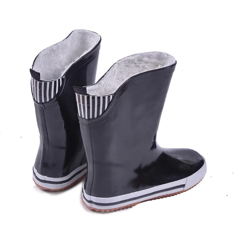 2017 Новый Теплый Дождь Сапоги для Женщин Дамы Середины икры Мода ПВХ Зимние