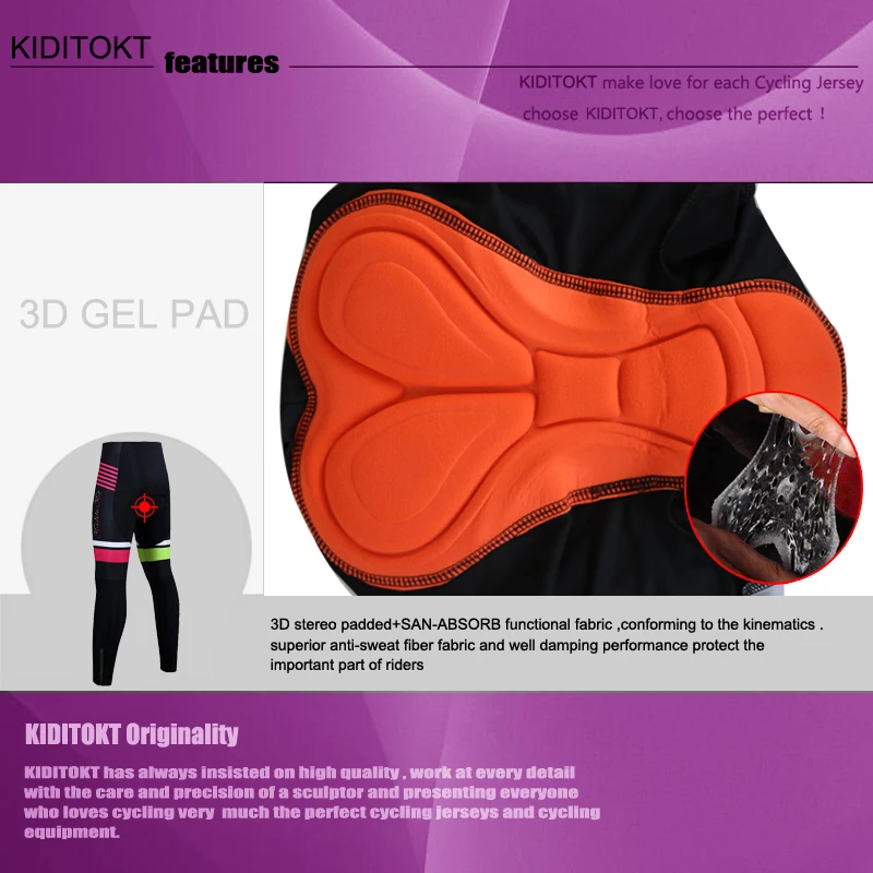 

KIDITOKT 2020 Pro Women Winter Cycling Pants Shockproof Keep Warm Cycling Trousers Thermal Fleece MTB Bike Cycling Tights