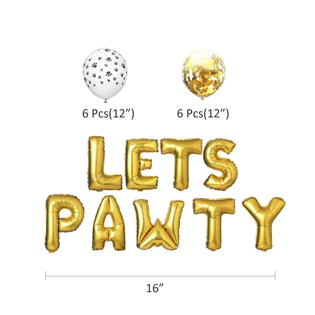 

23pcs/Set Pet Dog Party Decoration Kit LETS PAWTY Balloons Birthday Banners Party Supplies For Dog Cat