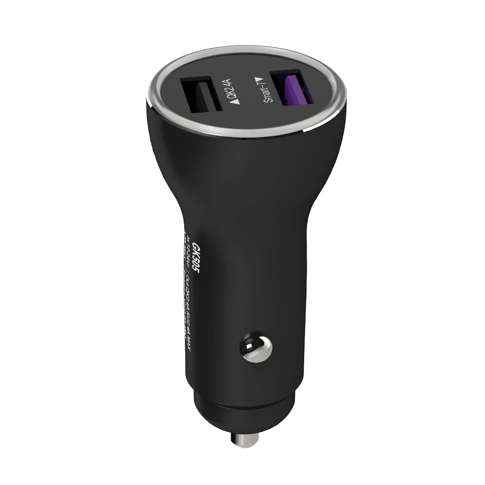 Black 2 usb charger QC3.0 Supercharge автомобильное зарядное устройство с двумя usb-портами автомобильное зарядное устройство для быстрой зарядки для huawei P9 P10 Plus P20 Pro - Тип штекера: Black 2 usb charger