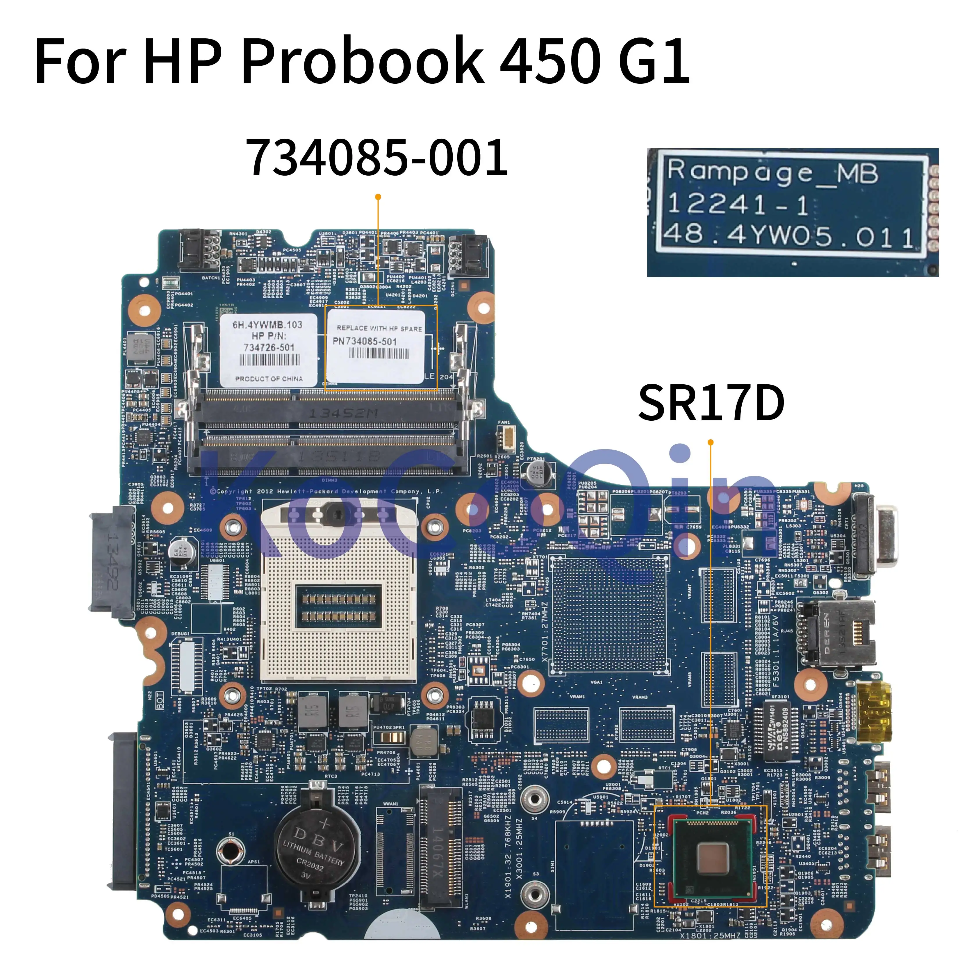 Материнская плата KoCoQin для ноутбука HP Probook 440 G1 450 материнская 734085 001 501 12241 1 48. 4yw05. 011