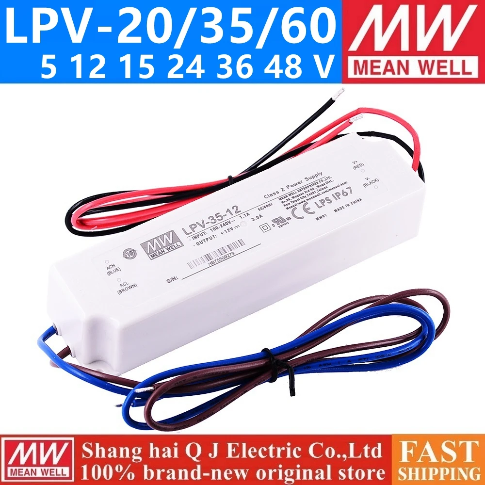 Бренд MEAN WELL представляет LPV-20 35 60 Вт до 5 лет, 12 предметов в упаковке 15 24 36 48 V meanwell LPV на температуру-20-35-60 до 5 лет, 12 предметов в упаковке 15 24 36 48 Один Выход переключение Питание