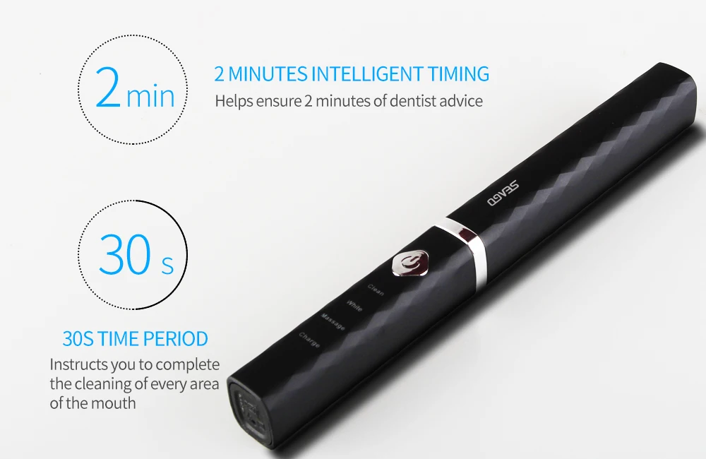 SEAGO электрическая зубная щетка USB перезаряжаемая зубная щетка Водонепроницаемая Глубокая чистка с 3 режимами щетки таймер щетка SG515