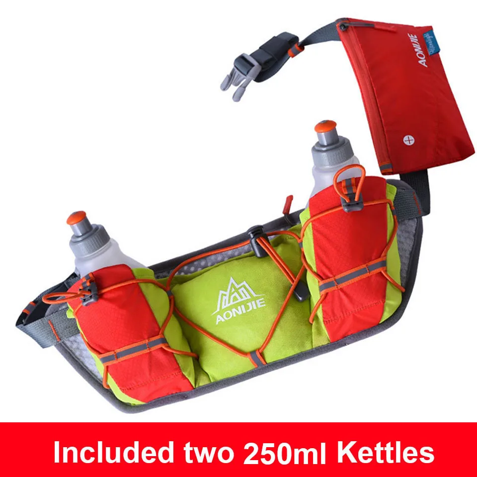 Orange With Bottles AONIJIE пояса для восполнения дефицита воды держатель для бутылки с 2 предмета 250 мм, бутылки для воды на длинные дистанции на открытом воздухе поясная сумка проточной водой пояс пакет - Цвет: Orange With Bottles