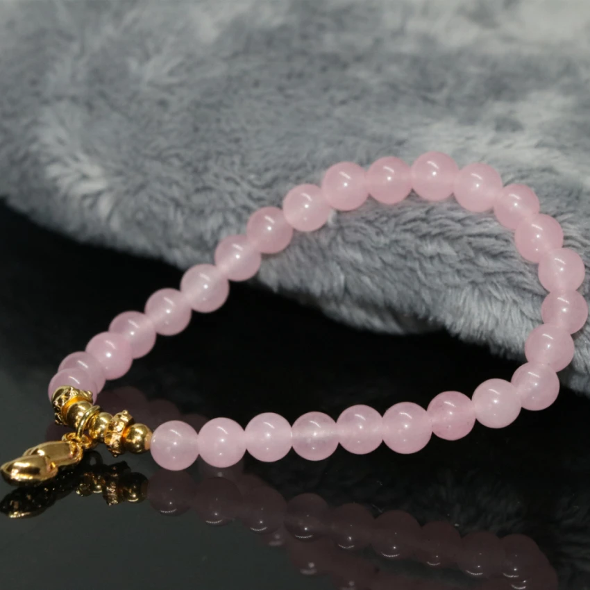 Фабричная цена уникального высококачественного природного розового нефрита-халцедона женский браслет с бусинами 6 мм круглой формы ювелирных изделий 7,5 дюймов B1938.