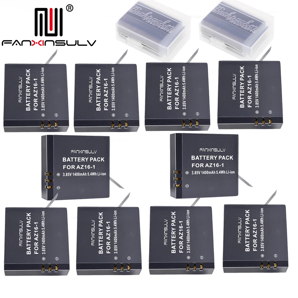 10 x AZ16 1 батарейный отсек Аккумулятор для Xiaomi Yi 2 4K аккумулятор + 360 VR оригинальные