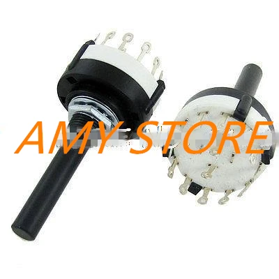 

2Pcs 6mm x 30mm Round Shaft 2 Pole 6 Positions Rotary Switch 350mA 125V AC SR26-2-6