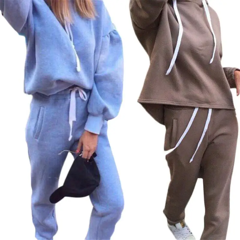 Повседневный Спортивный костюм женский осенний комплект 2018 из двух предметов