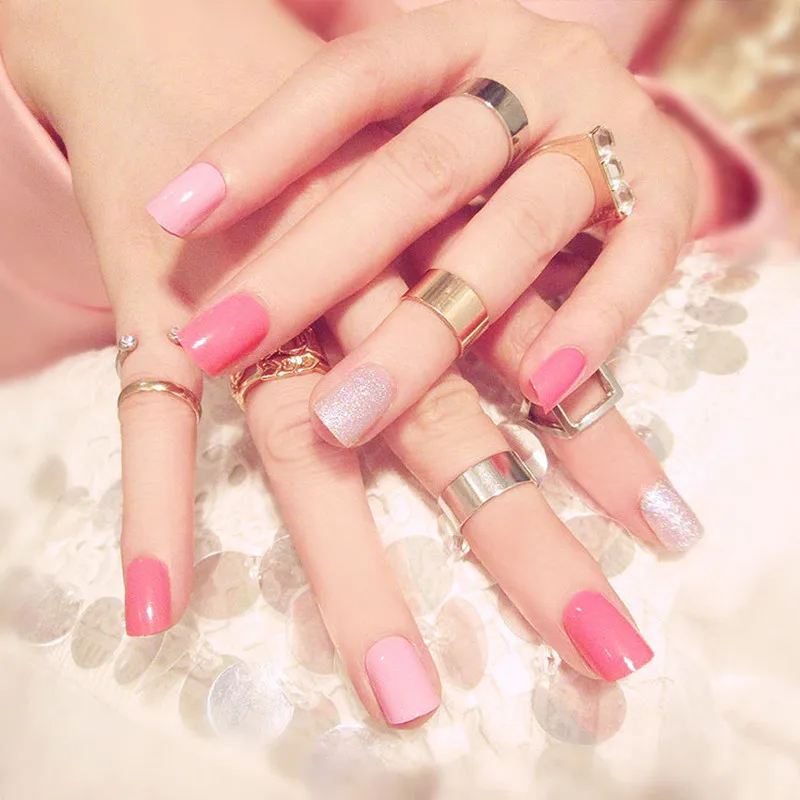 24 шт./кор. Гвозди Советы Предварительно Дизайн Розовый Накладные ногти советы с