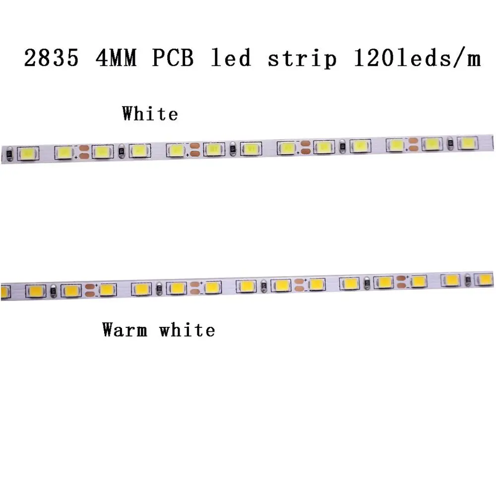 CRI> 80 высокое качество 0,2 Вт 2835 Светодиодная лента 4 мм 10 мм PCB 120 светодиодный s 240 светодиодный s/M DC12V 24 В гибкий светодиодный светильник теплый белый/белый NW 5 м/лот