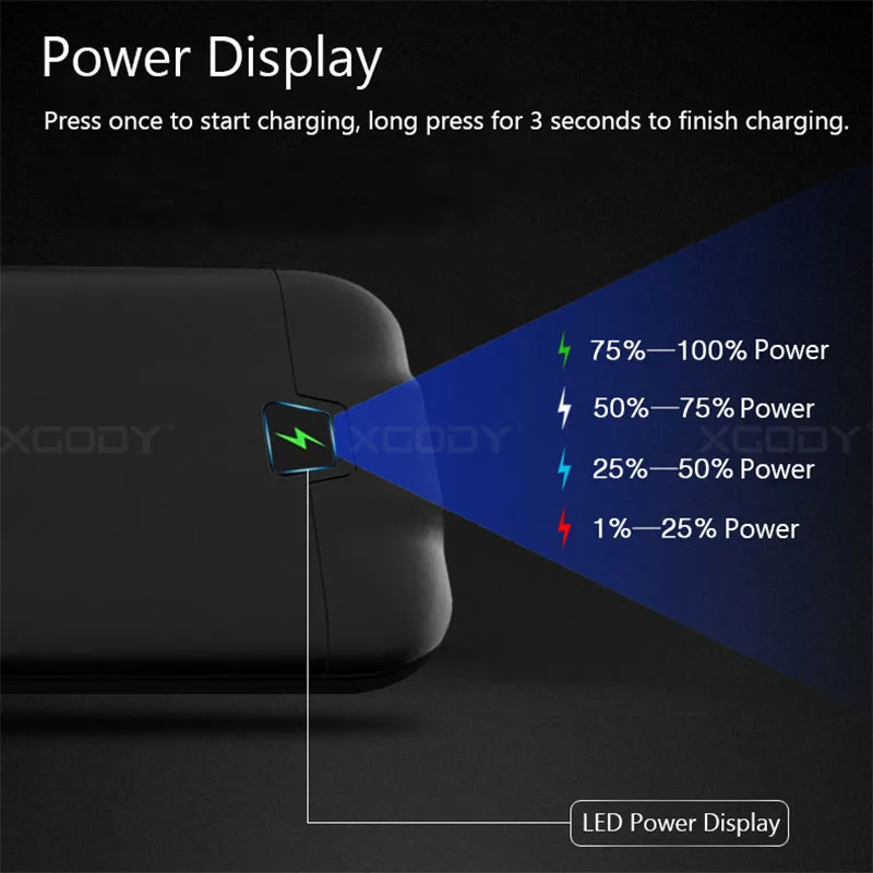 XGODY 8000 мАч супер мощный аккумулятор чехол для iphone 6 6s 7 8/Plus внешний смарт зарядное