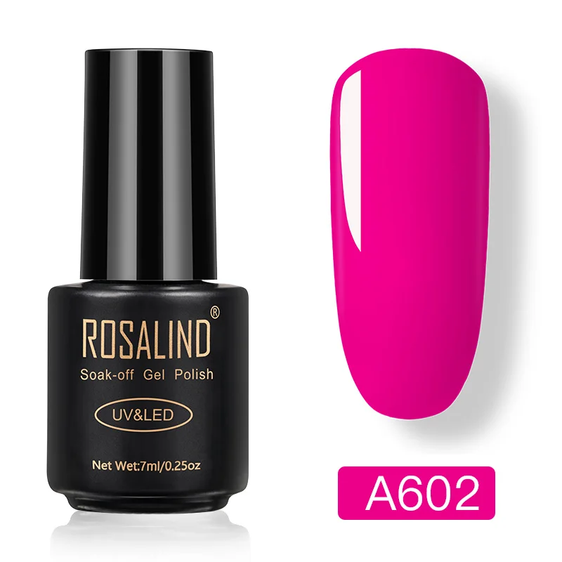 A602 ROSALIND, УФ неоновый Гель-лак для ногтей, набор для маникюра, 7 мл, гибридный лак для ногтей, полуперманентный гель лак, замачиваемый Праймер, базовое верхнее покрытие - Цвет: A602