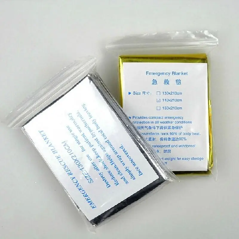 Портативный Водонепроницаемый чрезвычайным выживания Блан Одеяло Фольга