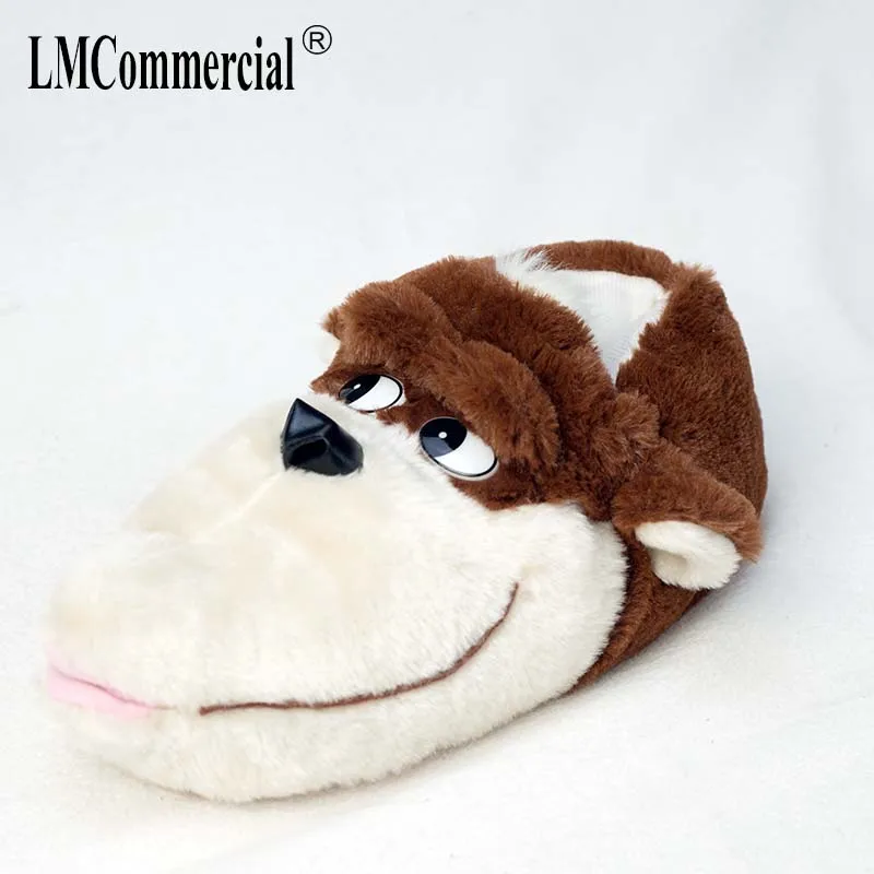 fur slippers Women Anime Cartoon Bear Slippers Lovers Warm Woman Slippers Winter Plush Home Floor Shoes House Slippers Children