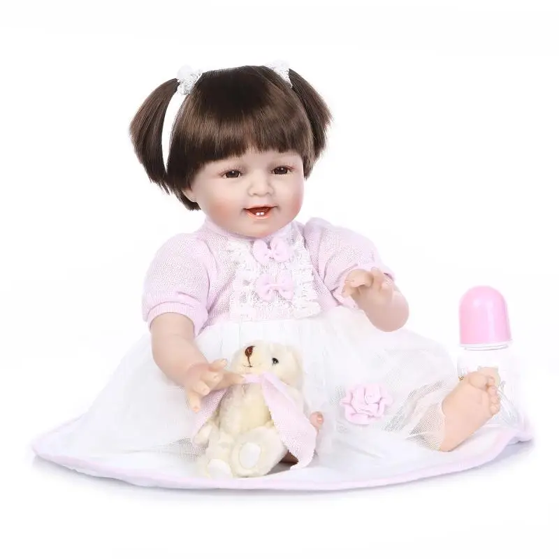 

55cm NPK reborn silicone babies dolls soft silicone smiling princess bebe alive dolls kids birthday bonecas toy brinquedos