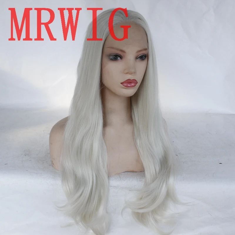 MRWIG#60 светлые волосы цвет длинные натуральные волнистые синтетические передние парики Косплей Термостойкое волокно