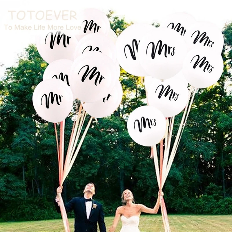 TOTOEVER 10 шт. круглая белая печать Mr &amp Mrs латексные воздушные шары Невеста быть
