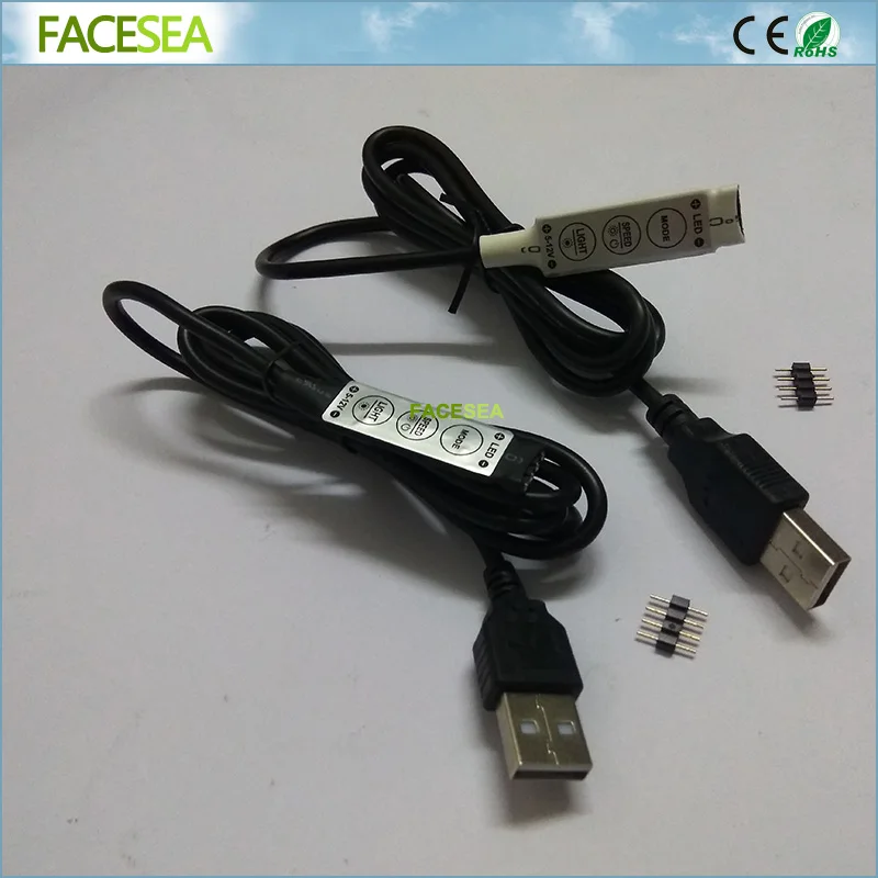 1 м DC 5 в USB светодиодный RGB контроллер мини 3Key 4Pin пульт дистанционного управления диммер с иглой для SMD 5050 3528 5В RGB Разъем светодиодной ленты