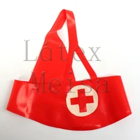 red color novelty nurse latex hoods fetish no zip for adults